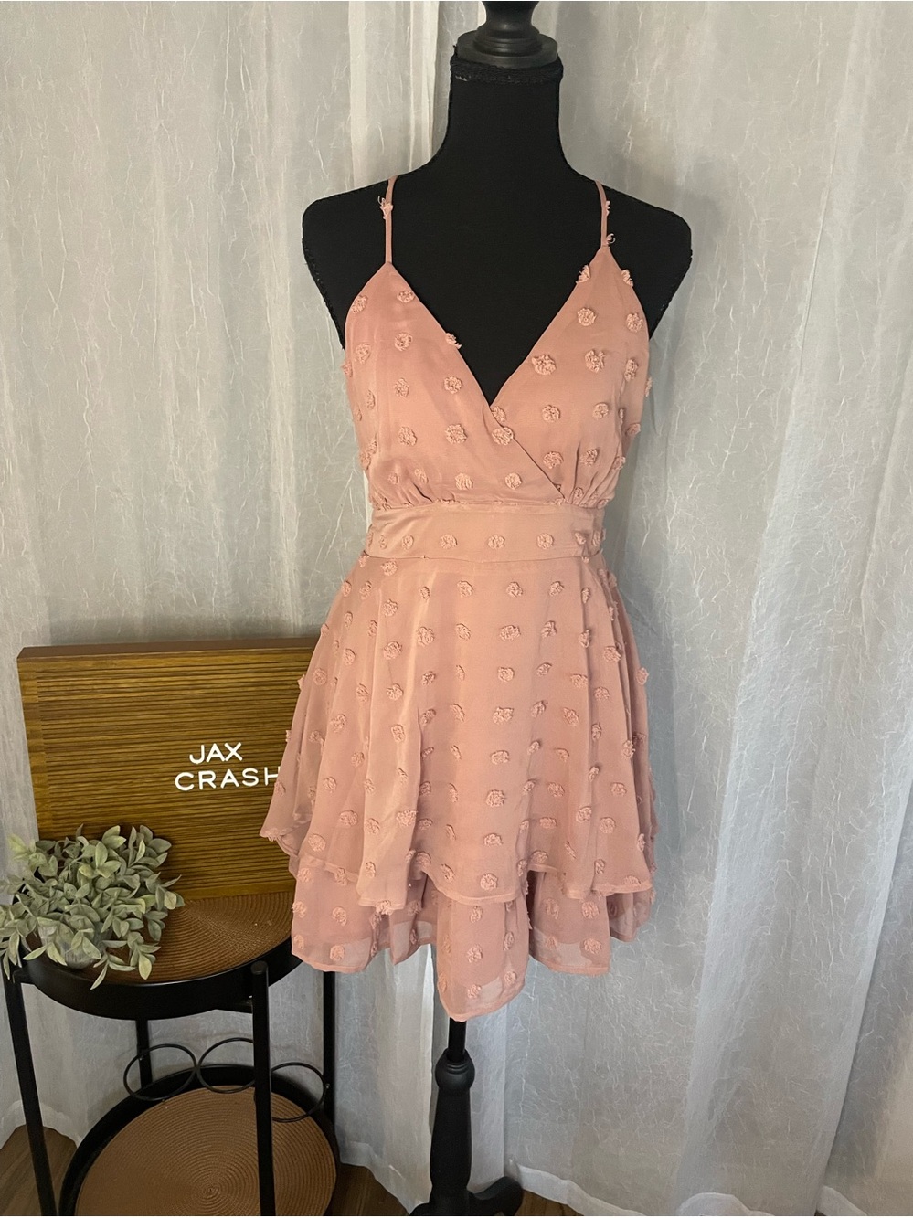 Lulu's Dusty Pink Floral Wrap Mini Dress